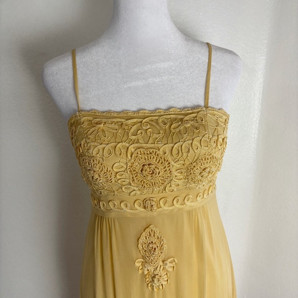Sue Wong Embroidered Yellow Silk Cocktail Dress | Size 2 - Picture 2 of 9